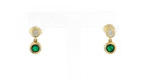 50 ct. t.w. Emerald and .25 ct. t.w. Diamond Drop Earrings in 14kt Yellow Gold