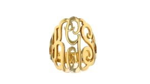 24kt Gold Over Sterling Silver Open Script Monogram Ring