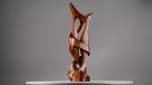 Proantic: Sculpture en bois exotique, Tango, signée R. Combellas