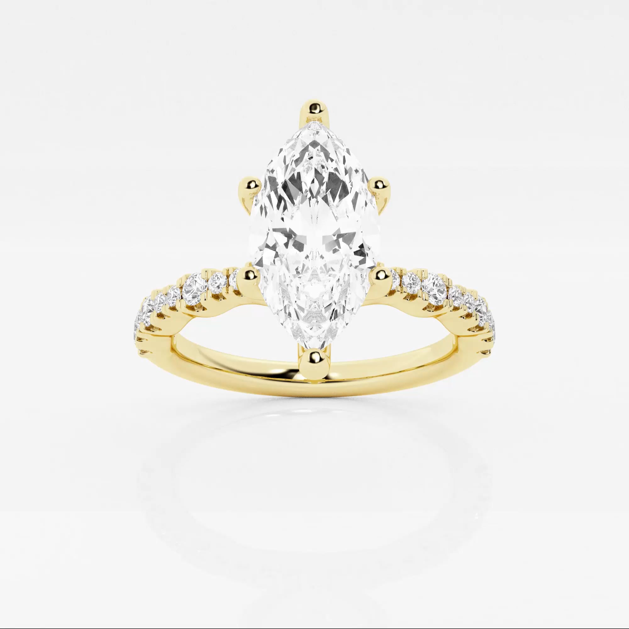 14k Yellow Gold Marquise Flower Heart Ring - White Stone & CZ Accent, Size 9.5, Gift Ready
