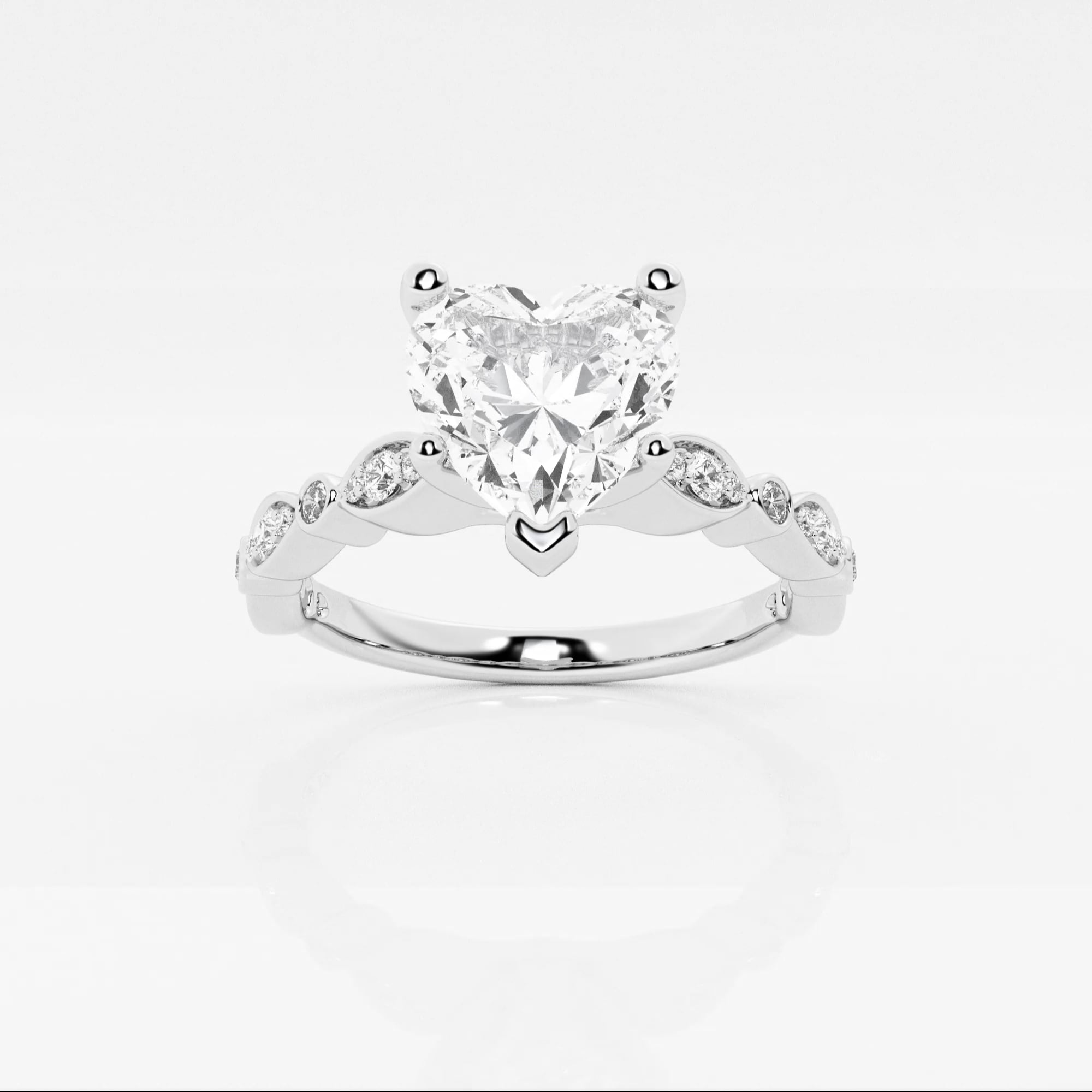 product video for 1 1/5 ctw Heart Lab Grown Diamond Engagement Ring with Marquise Shape Side Accents