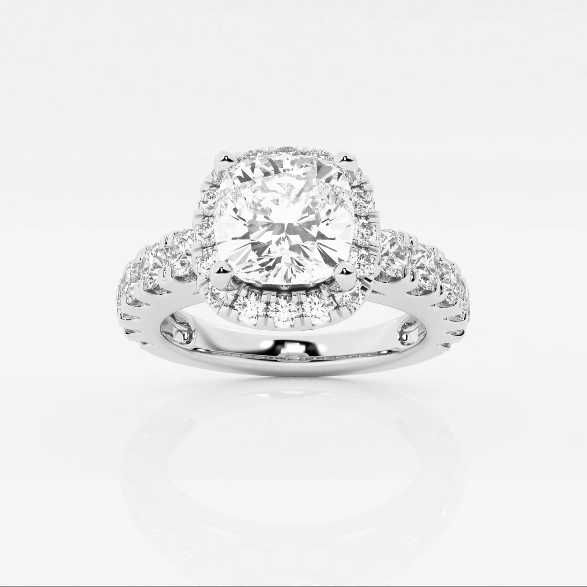 product video for 3 1/4 ctw Cushion Lab Grown Diamond Split Prong Halo Engagement Ring
