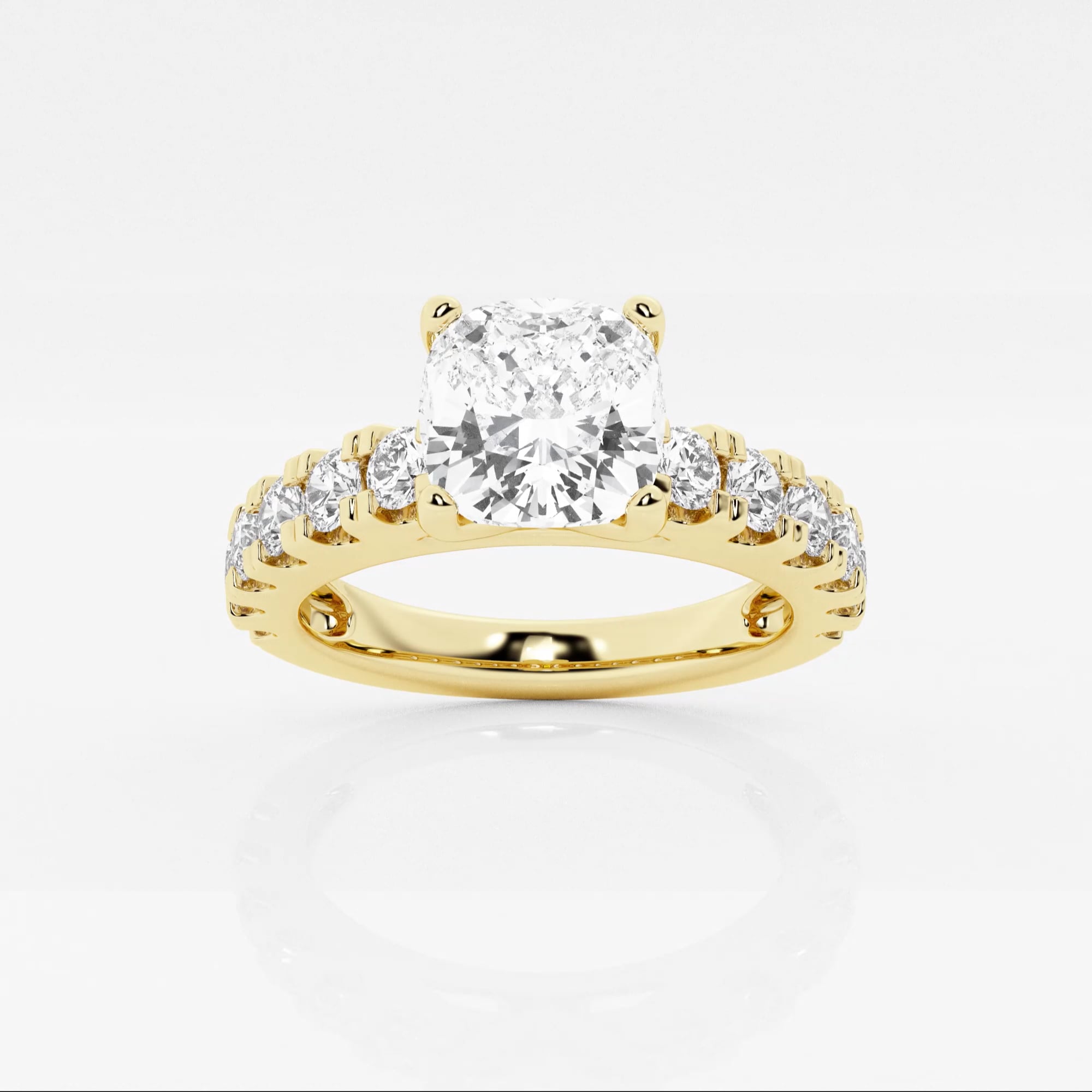 product video for 2 1/2 ctw Cushion Lab Grown Diamond Engagement Ring with Split Prong Side Accents