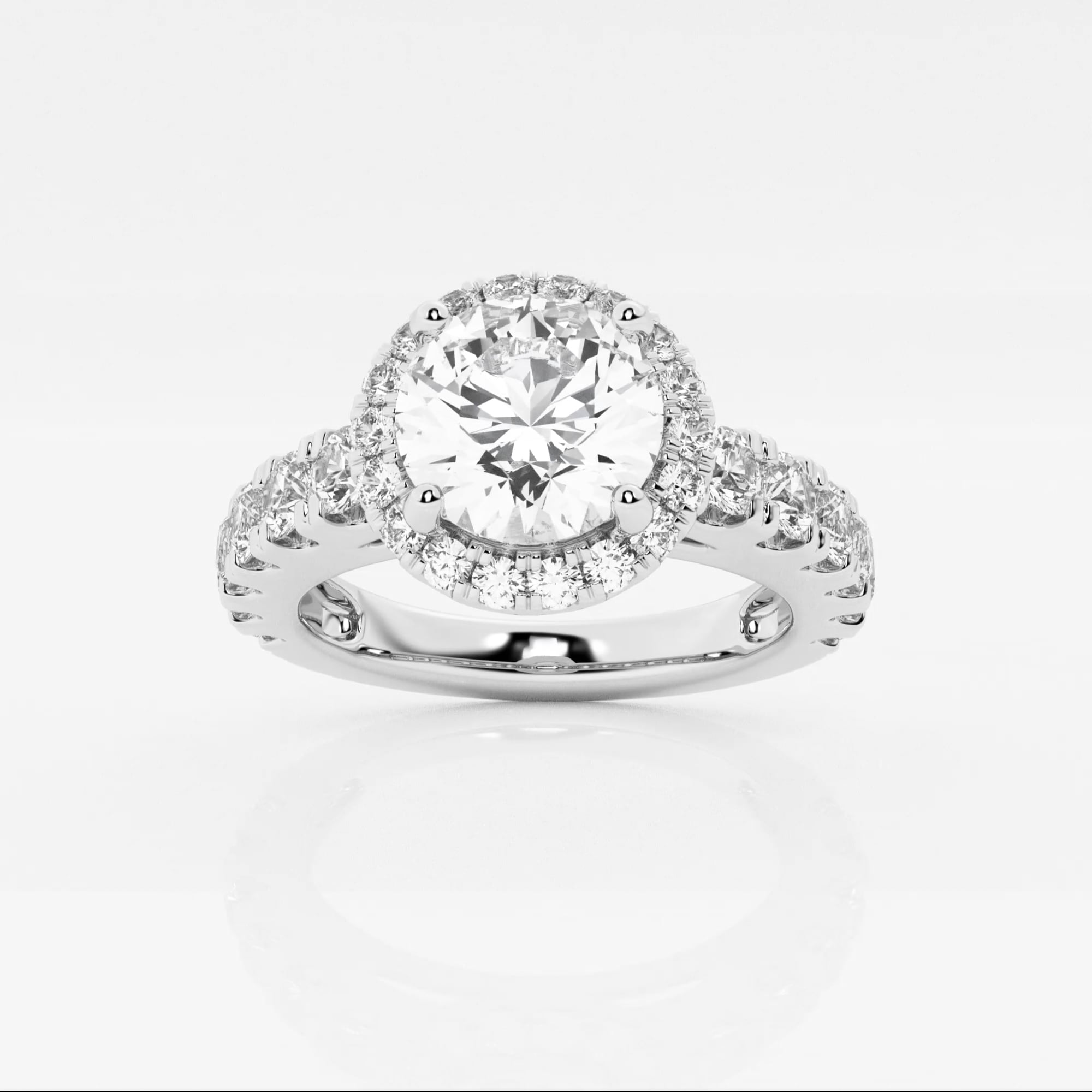 product video for 3 1/4 ctw Round Lab Grown Diamond Split Prong Halo Engagement Ring
