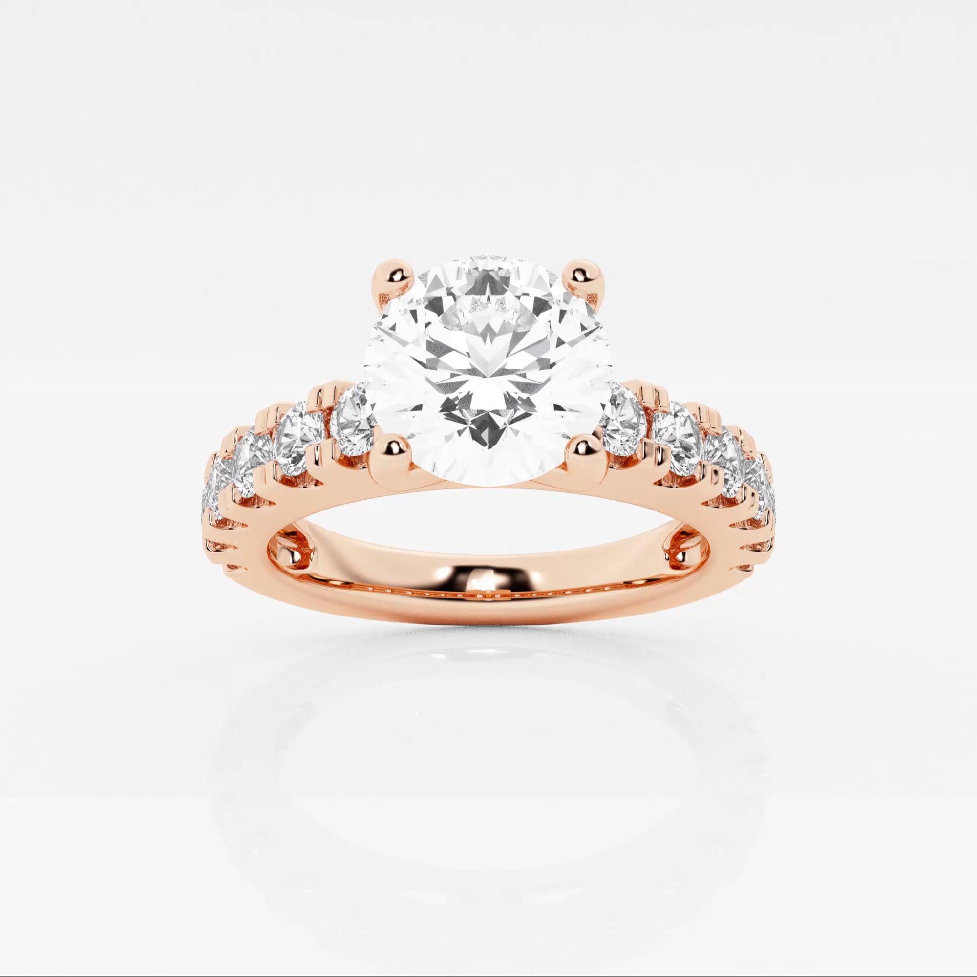 product video for 3 ctw Round Lab Grown Diamond Engagement Ring with Split Prong Side Accents