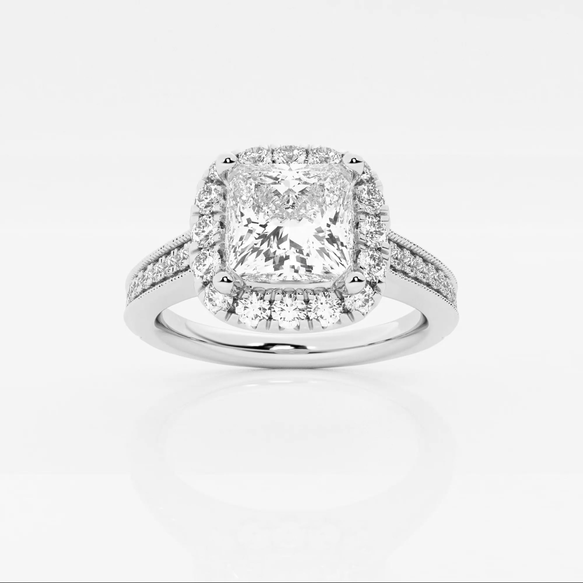 product video for 1 ctw Princess Lab Grown Diamond Channel Halo Engagement Ring