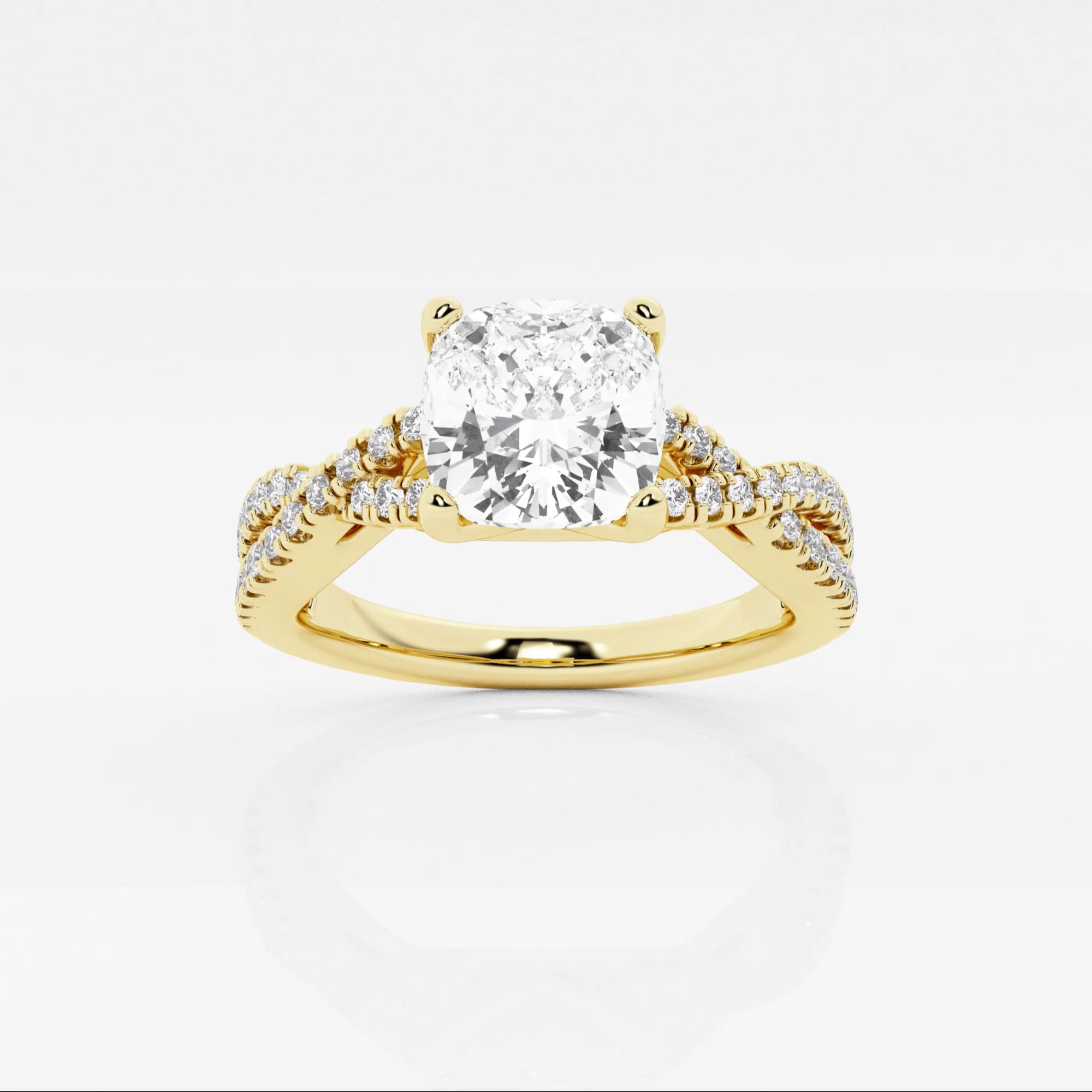product video for 1 ctw Cushion Lab Grown Diamond Crossover Engagement Ring