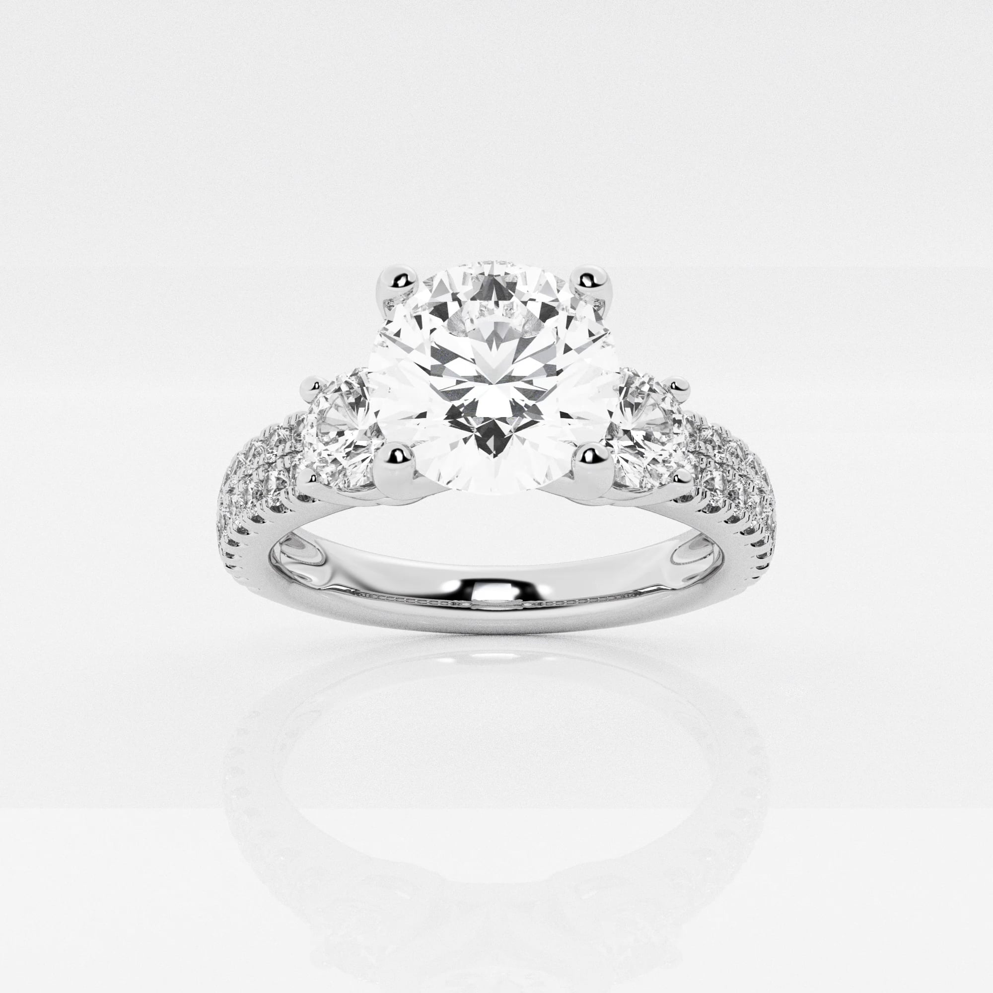 product video for 2 1/4 ctw Round Lab Grown Diamond Engagement Ring with Double Row Side Accents