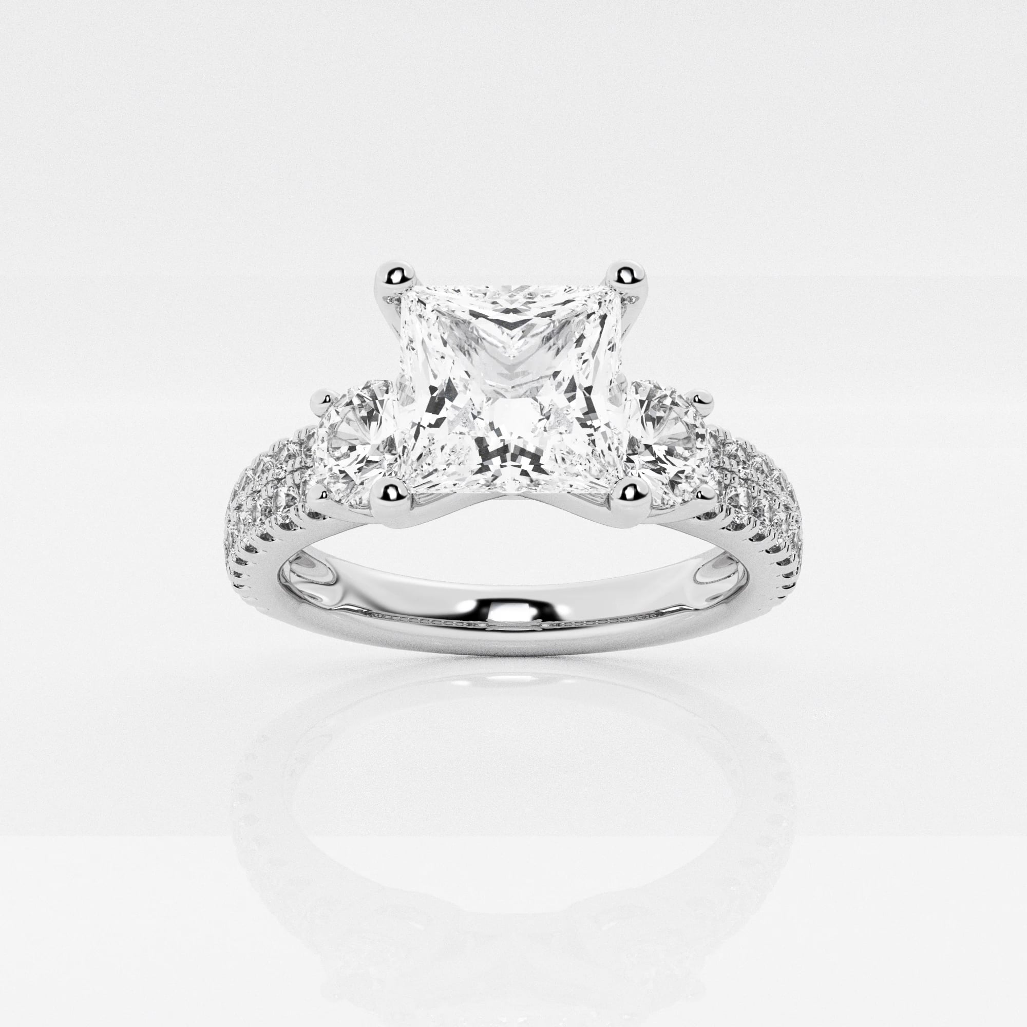 product video for 1 1/2 ctw Princess Lab Grown Diamond Engagement Ring with Double Row Side Accents