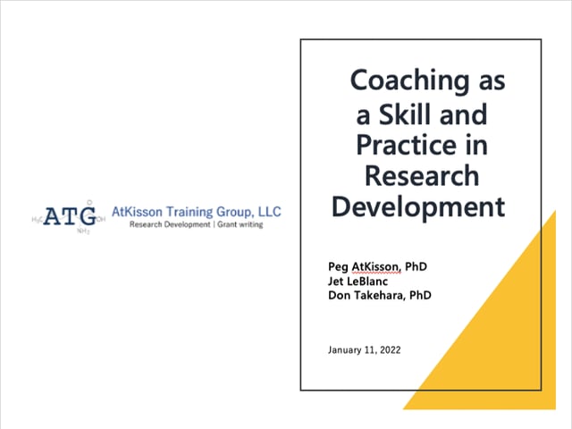 Coaching as a Skill and Practice in Research Development