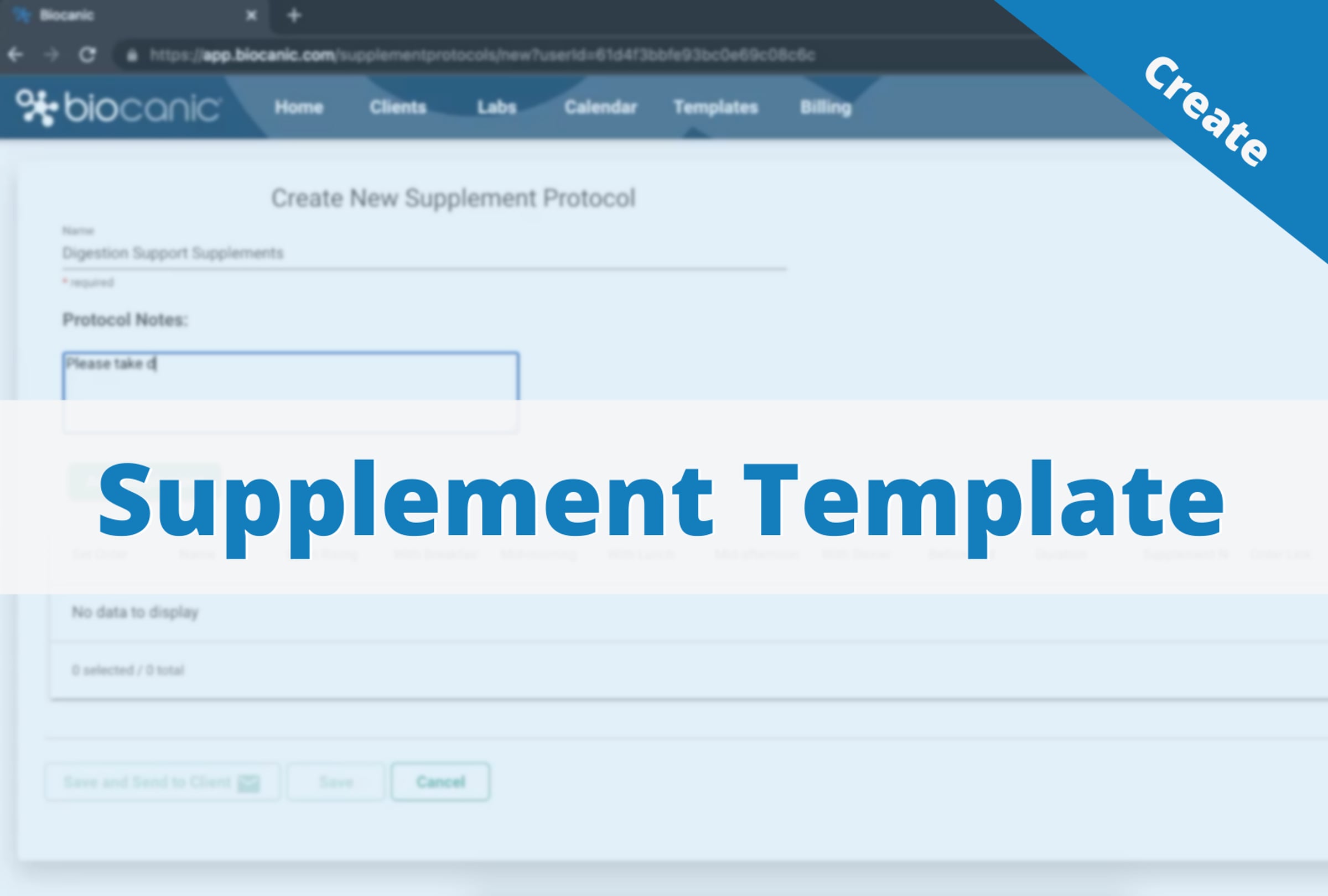 Create: Supplement Templates From Client's Dashboard