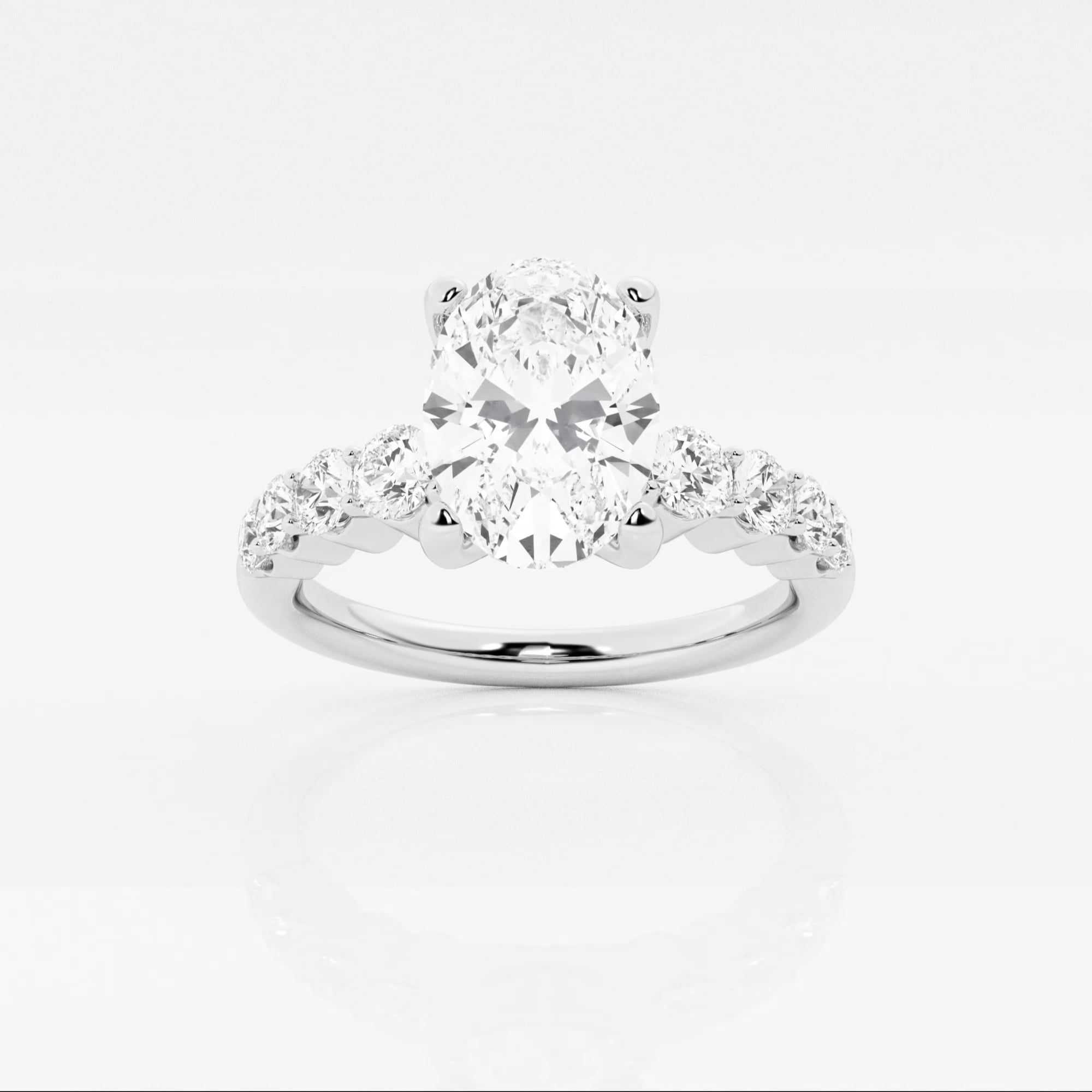 product video for 2 1/2 ctw Oval Lab Grown Diamond Graduated Engagement Ring