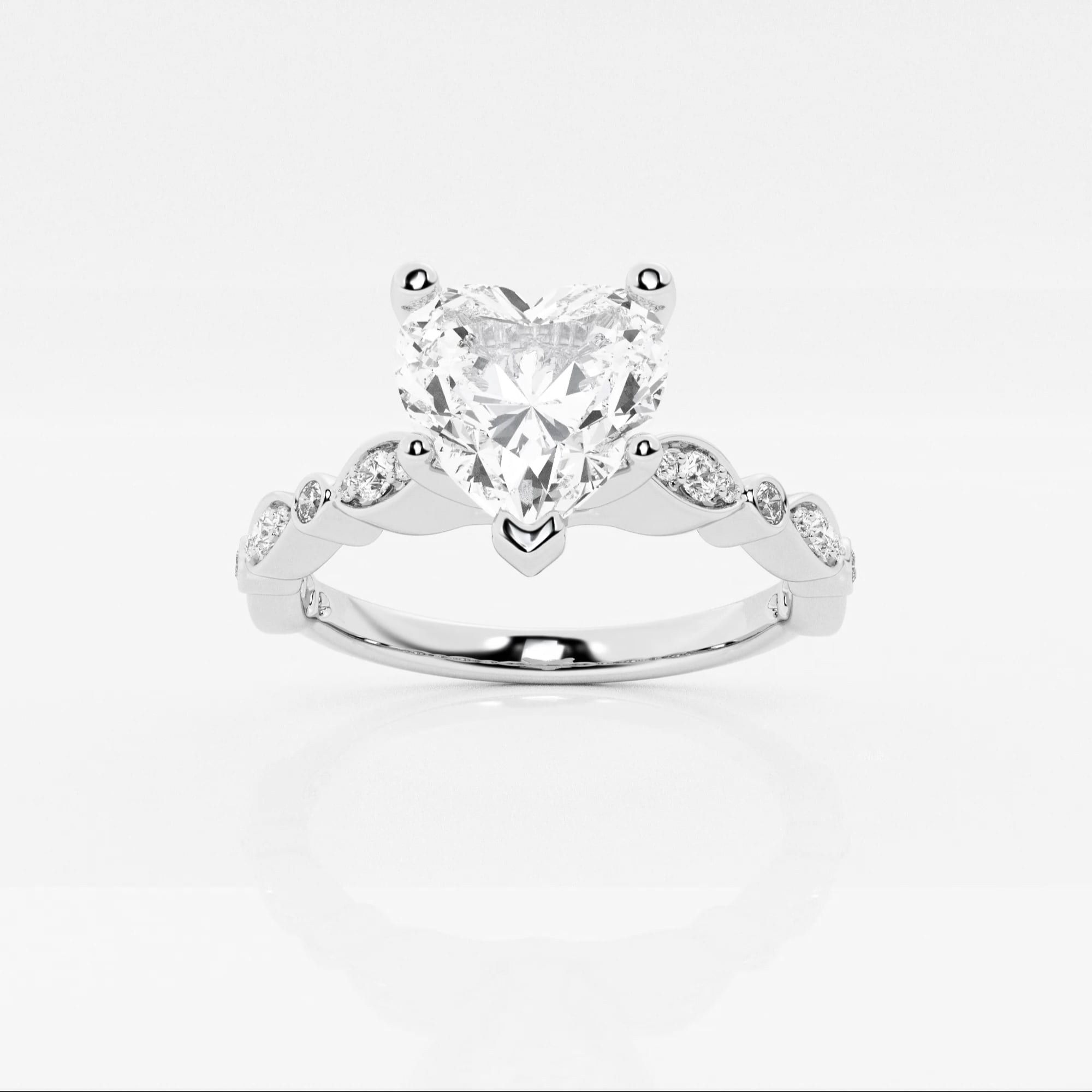 product video for 1 1/5 ctw Heart Lab Grown Diamond Engagement Ring with Marquise Shape Side Accents