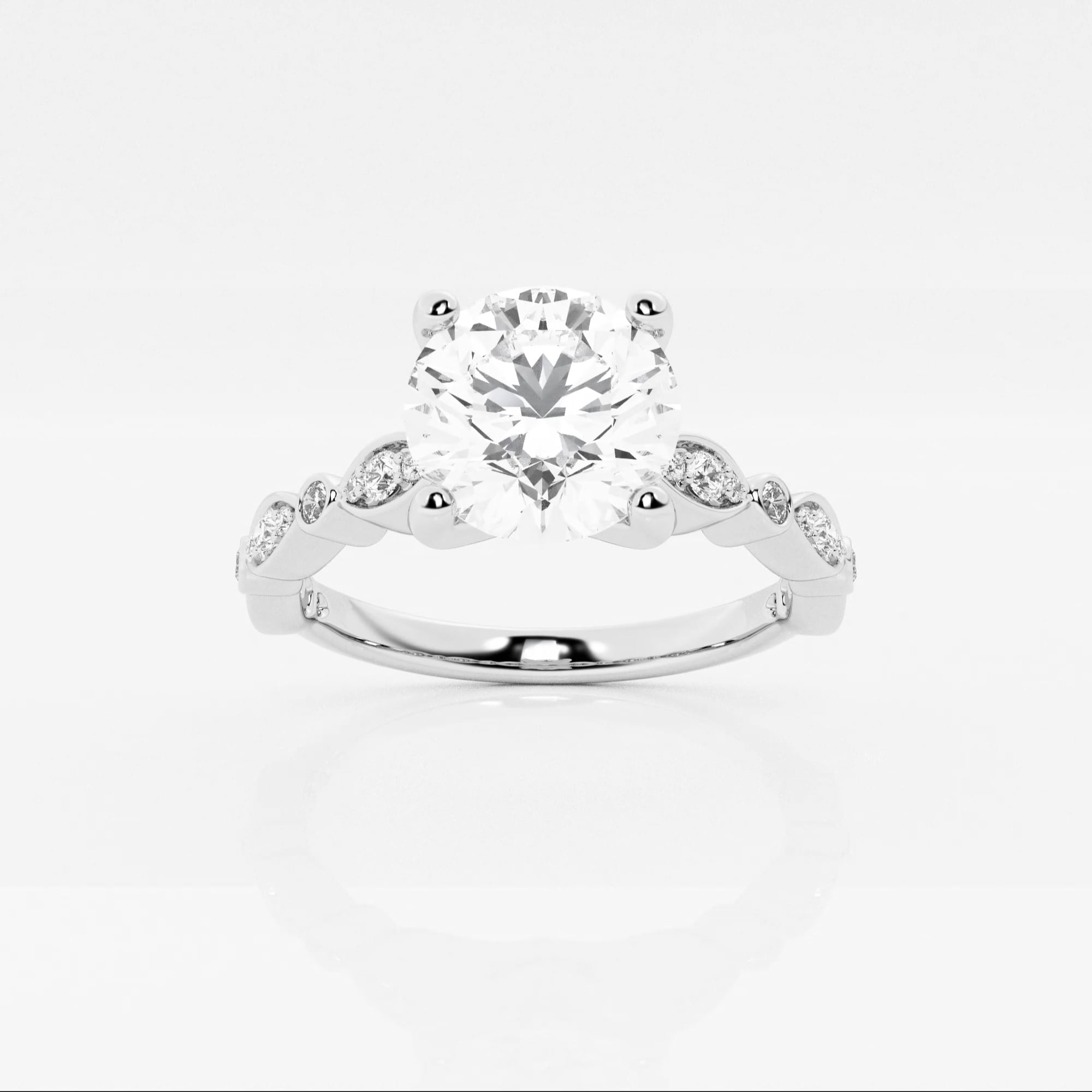 product video for 1 3/4 ctw Round Lab Grown Diamond Engagement Ring with Marquise Shape Side Accents