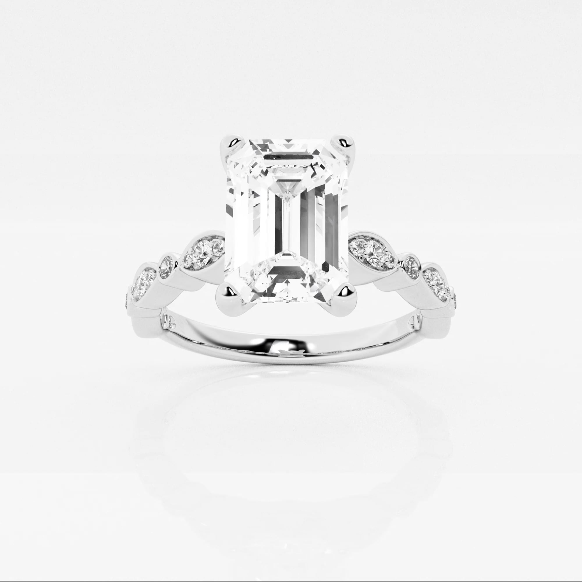 product video for 1 ctw Radiant Lab Grown Diamond Engagement Ring with Marquise Shape Side Accents