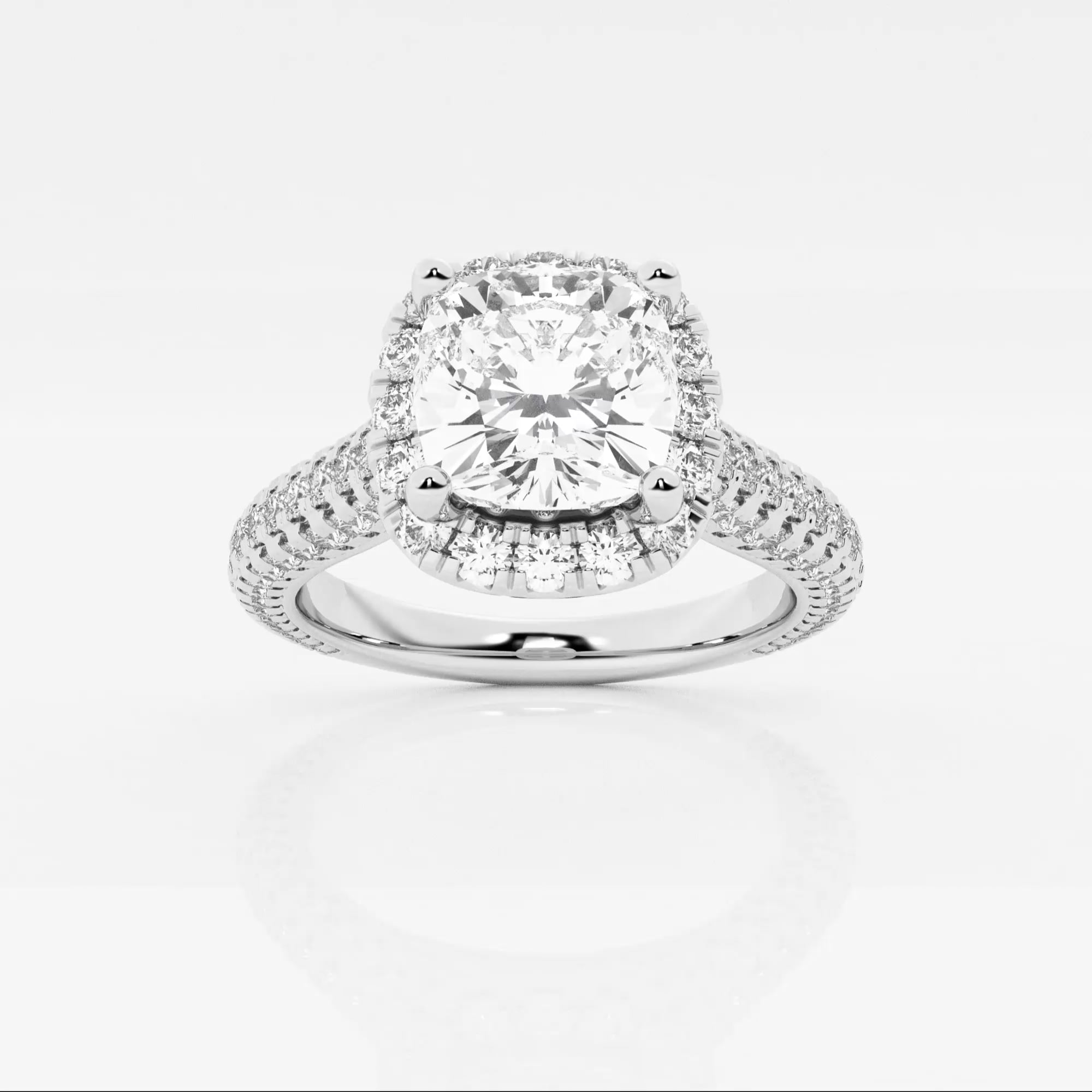 product video for 3 ctw Cushion Lab Grown Diamond Pave Halo Engagement Ring