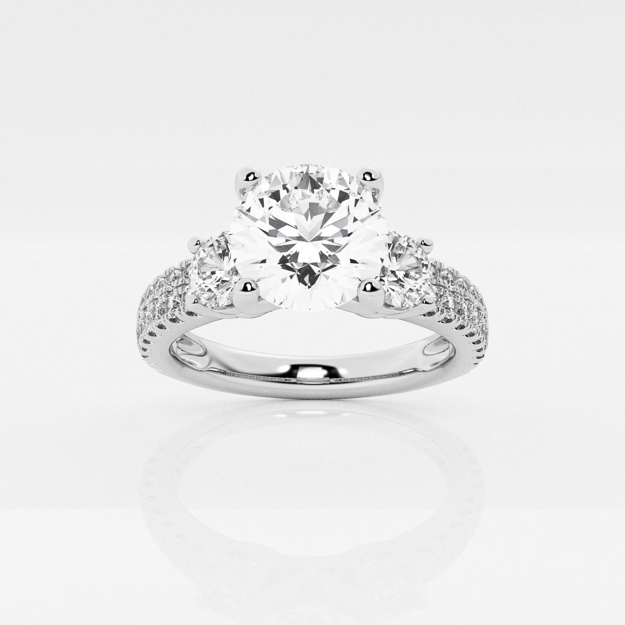 product video for 1 1/2 ctw Round Lab Grown Diamond Engagement Ring with Double Row Side Accents
