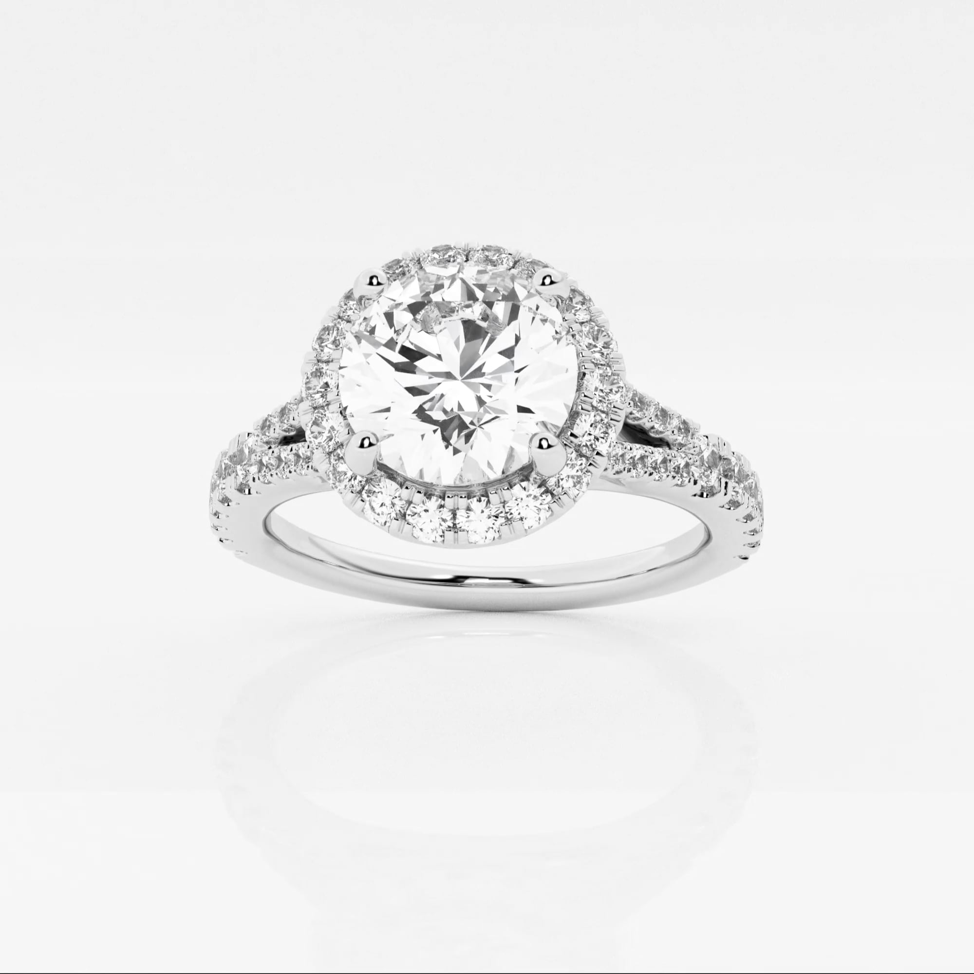 product video for 2 ctw Round Lab Grown Diamond Split Shank Halo Engagement Ring