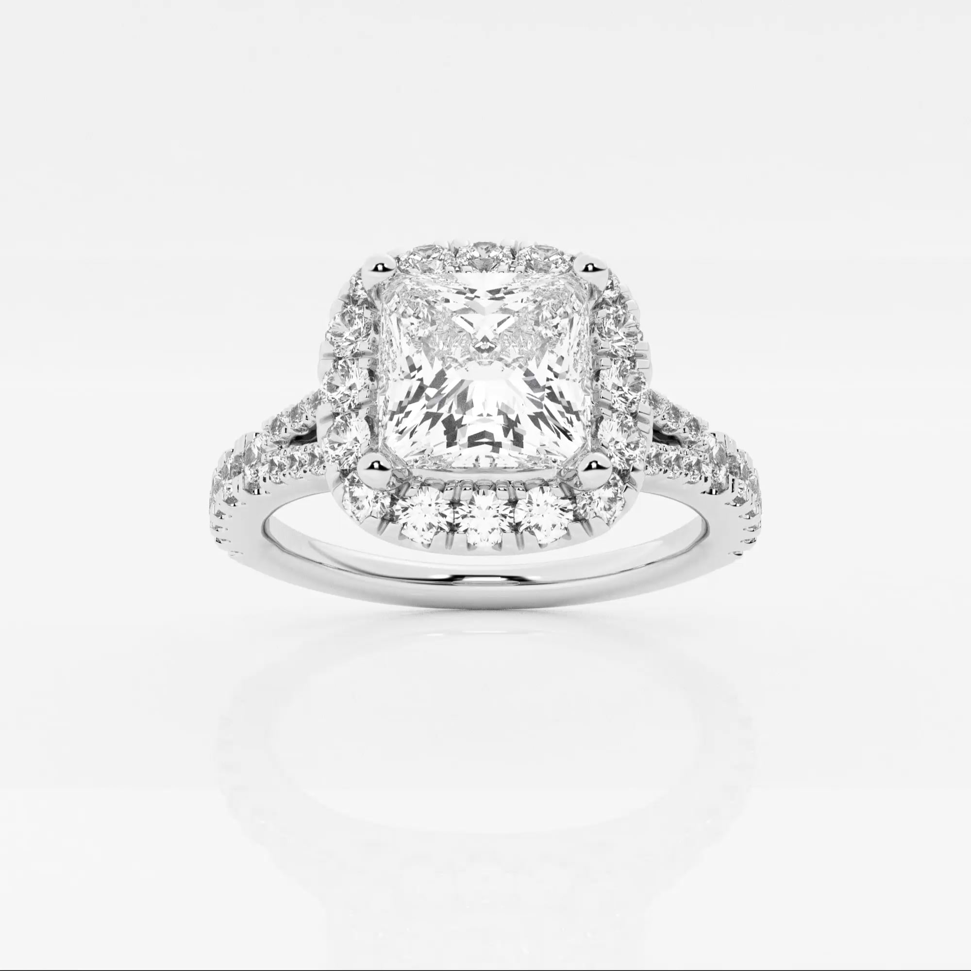 product video for 2 ctw Princess Lab Grown Diamond Split Shank Halo Engagement Ring