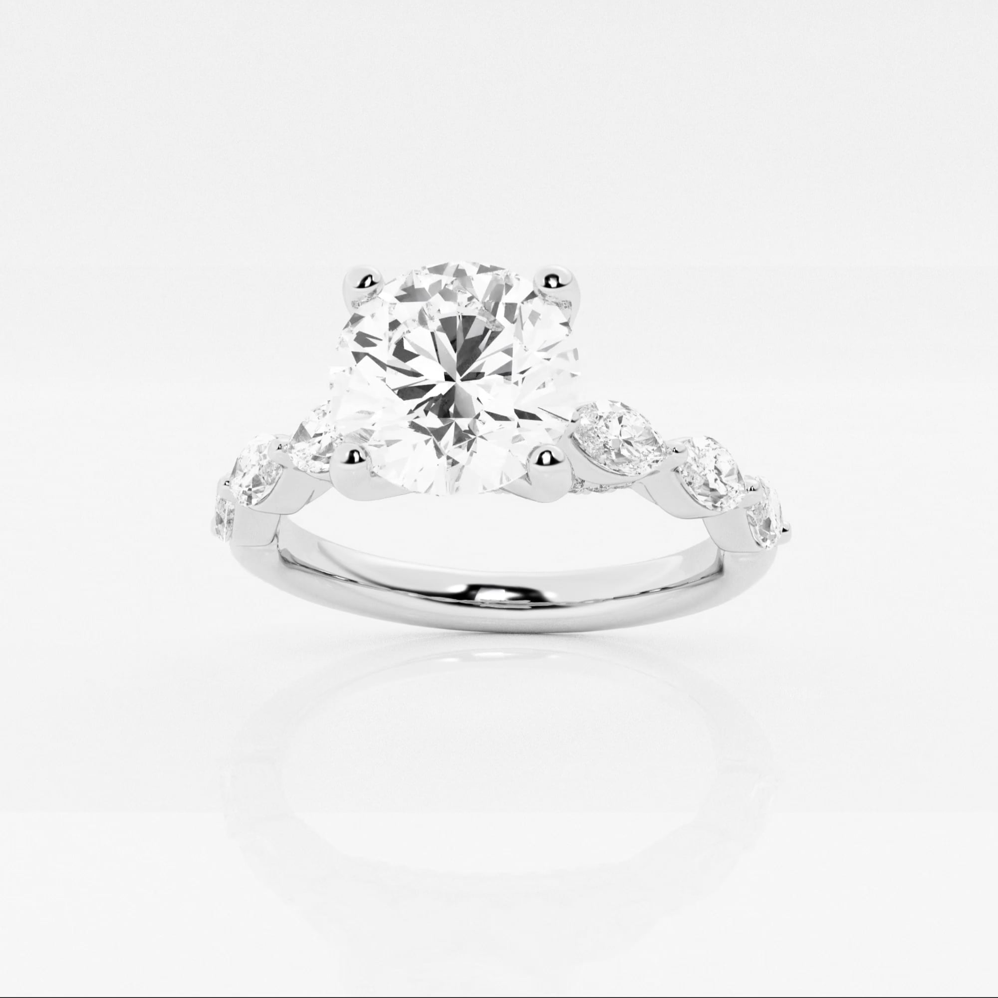 product video for 1 7/8 ctw Round Lab Grown Diamond Engagement Ring with Floating Marquise Side Accents