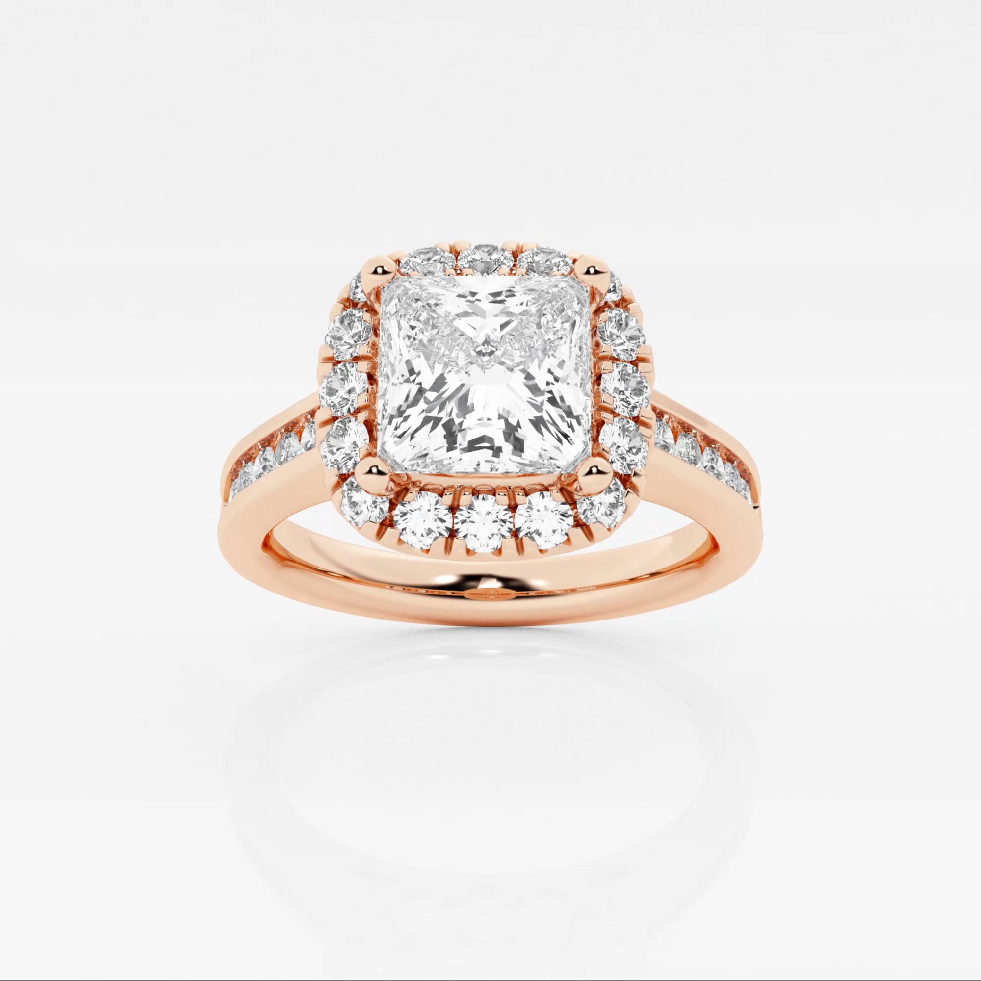2 1/2 ctw Princess Lab Grown Diamond Channel Set Halo Engagement Ring ...