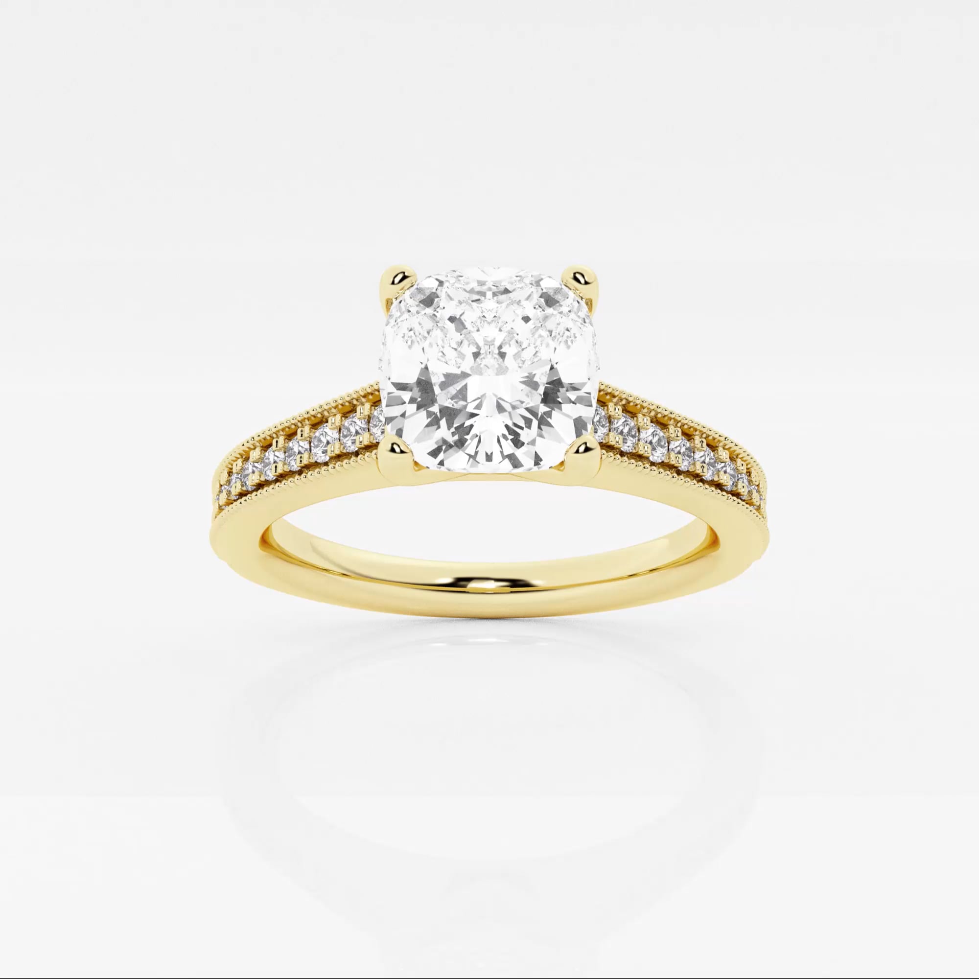 product video for 1 1/6 ctw Cushion Lab Grown Diamond Engagement Ring with Channel Side Accents