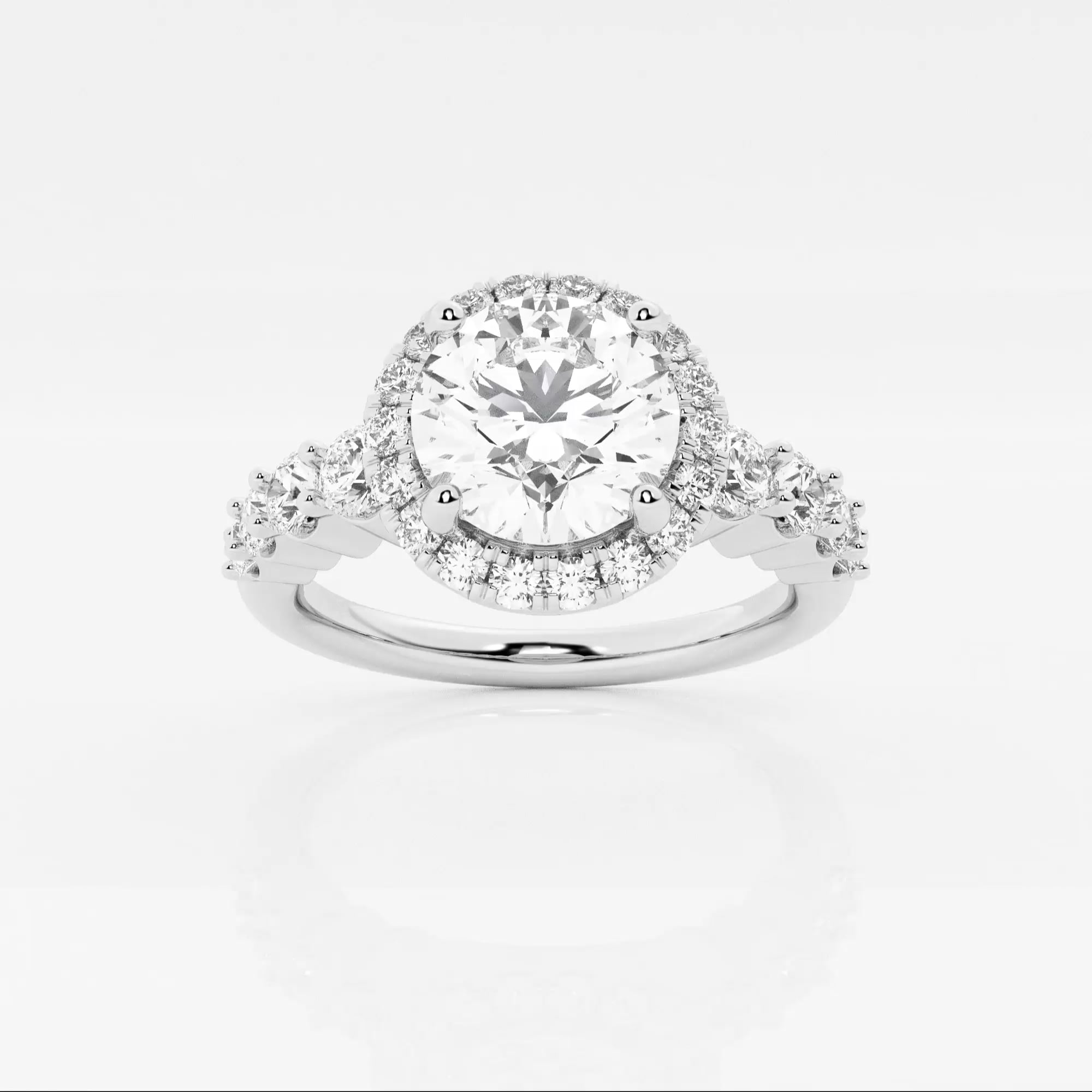 product video for 2 1/4 ctw Round Lab Grown Diamond Graduated Halo Engagement Ring