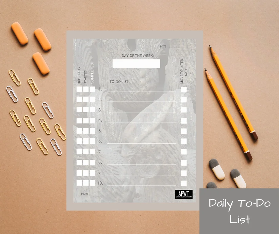 Printable Checklist - Daily To-Do List (Roosters) - From APWT ...