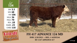 Lot #124 - FH 417 ADVANCE 124 MD
