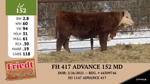 Lot #152 - FH 417 ADVANCE 152 MD