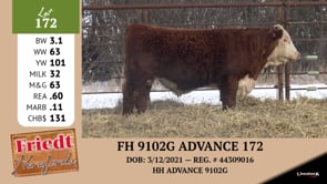Lot #172 - FH 9102G ADVANCE 172