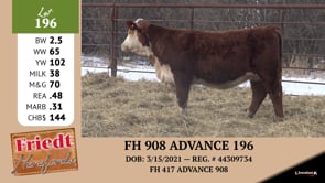 Lot #196 - FH 908 ADVANCE 196