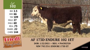 Lot #102 - AF 173D ENDURE 102 1ET