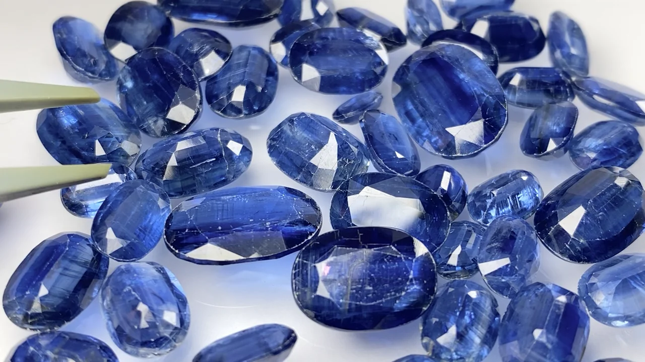 カイヤナイト オーバルファセットカット 5粒｜天然石ビーズの卸問屋