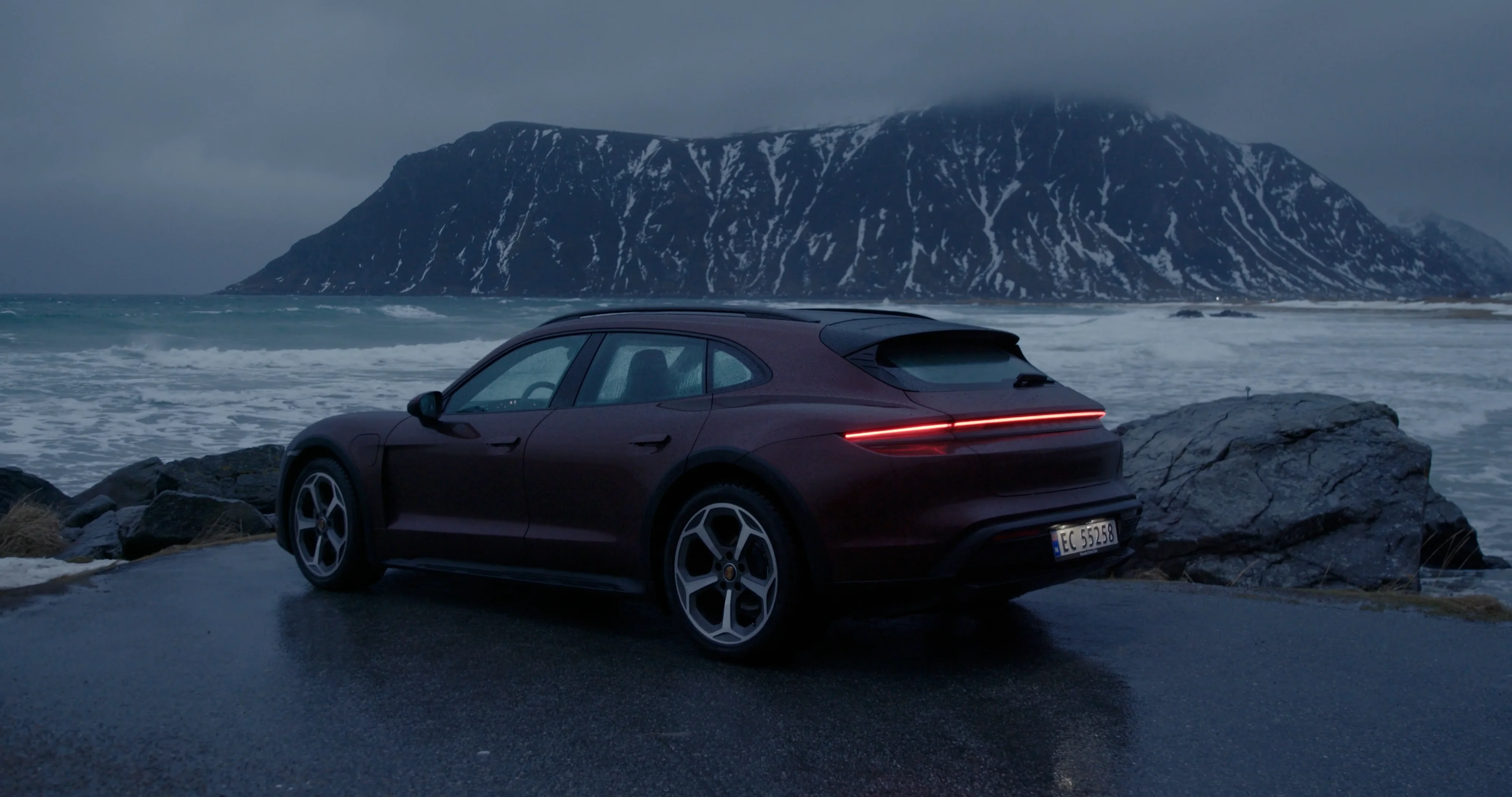 Hunting for the Northern Lights in a Porsche Taycan