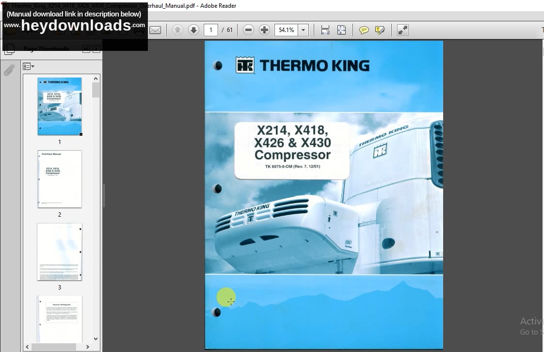 Thermo King X214 X418 X426 X430 Compressor Overhaul Manual DOWNLOAD on Vimeo
