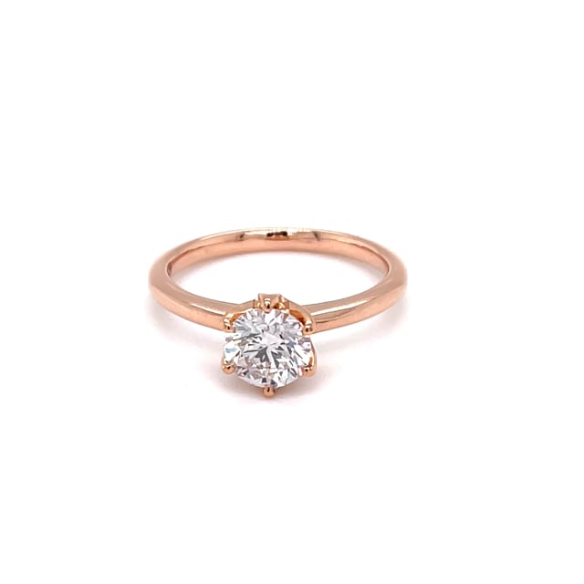 1.00 carat solitaire ring in red gold with round diamond