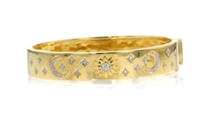 15 ct. t.w. Diamond Celestial and Floral Bangle Bracelet in 18kt Gold Over Sterling
