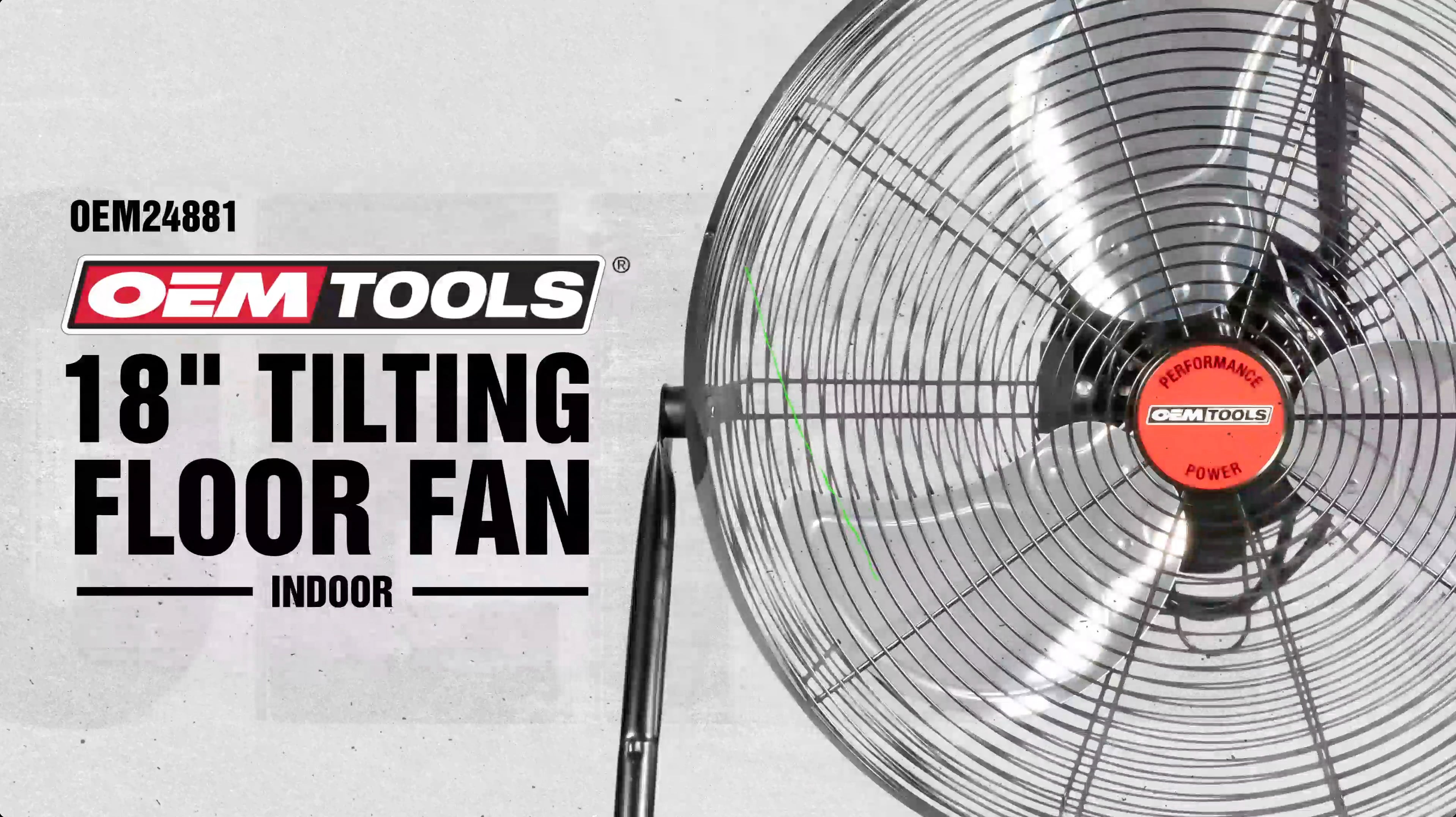 OEMTOOLS FANS OEMTOOLS 24881 18" Tilting Indoor Floor Fan on Vimeo