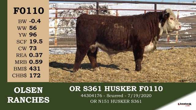 Lot #F0110 - OR S361 HUSKER F0110