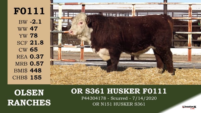 Lot #F0111 - OR S361 HUSKER F0111