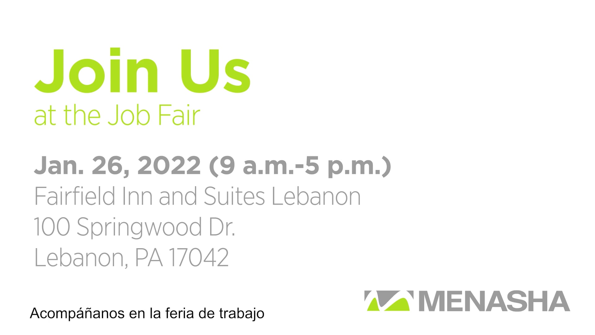 Menasha Job Fair Lebanon, PA on Vimeo