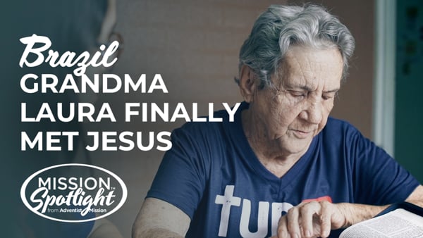 Mission video: Grandma Laura Finally Met Jesus - It’s never too late to follow in God’s footsteps. Laura Napoli Gonçalves is known affectionately by her fellow church members as Grandma Laura. At 75 years old, she learned about the Seventh-day Adventist Church through an invitation from her granddaughters. Weekly and Monthly Mission Videos from Mission Spotlight (TM).