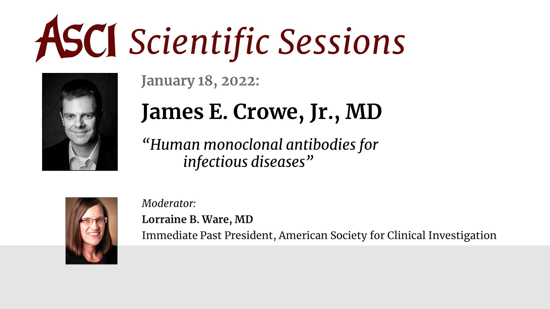 ASCI Scientific Sessions: James E. Crowe, Jr., MD on Vimeo