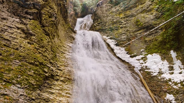 Canadian Waterfalls in Winter. Margaret Falls, BC