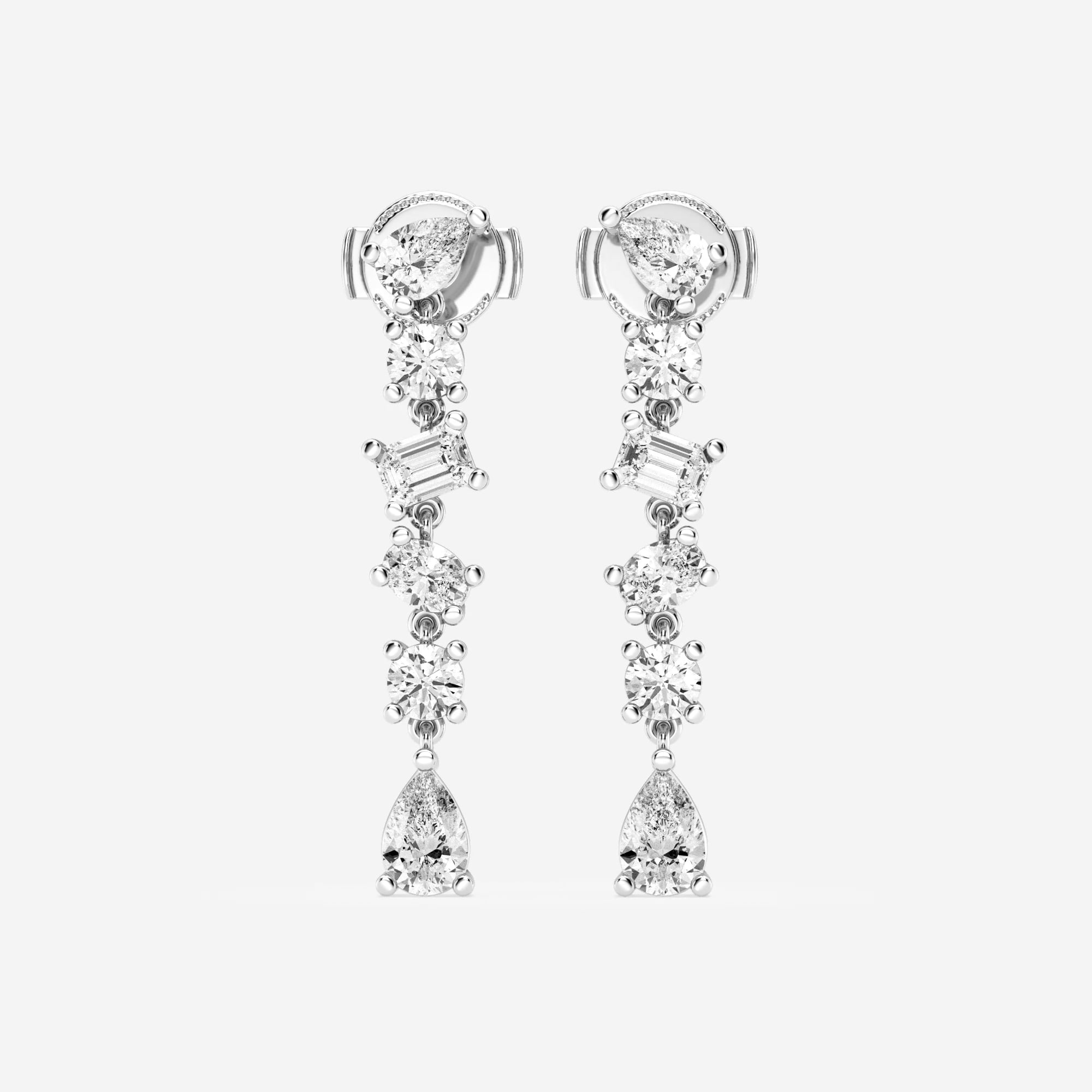 product video for Badgley Mischka 2 1/3 ctw Pear, Oval, Emerald and Round Lab Grown Diamond Waterfall Dangle Earrings
