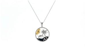 34 ct. t.w. Blue and White Diamond Tropical Pendant Necklace in Sterling Silver and 18kt Gold over Sterling