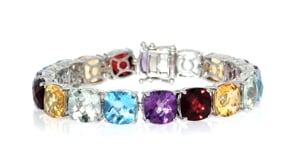 50.00 ct. t.w. Multi-Gemstone Tennis Bracelet in Sterling Silver