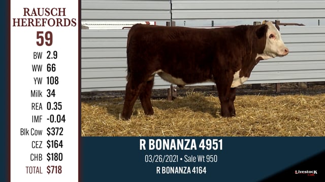 Lot #59 - R BONANZA 4951
