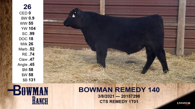 Lot #26 - BOWMAN REMEDY 140